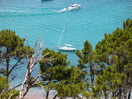 Cruising on a bareboat charter in the sunny Bay of Islands, New Zealand, NZ